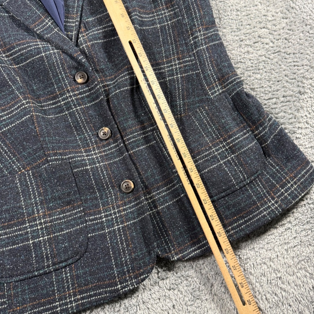 LLBean Women Windowpane Plaid Blazer Jacket Wool‎ Silk Front Pockets Size Medium - Picture 8 of 10